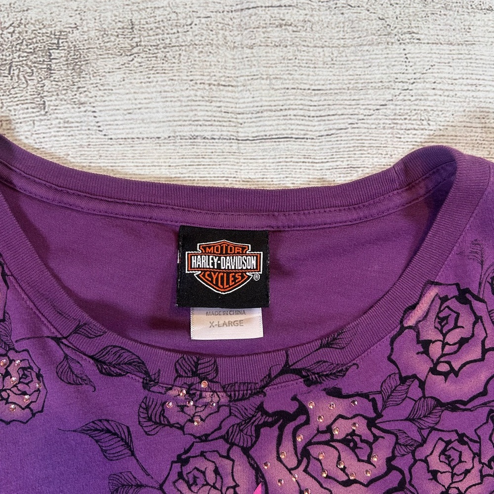 Harley-Davidson Women's Purple Floral Tee - Picture 4 of 7
